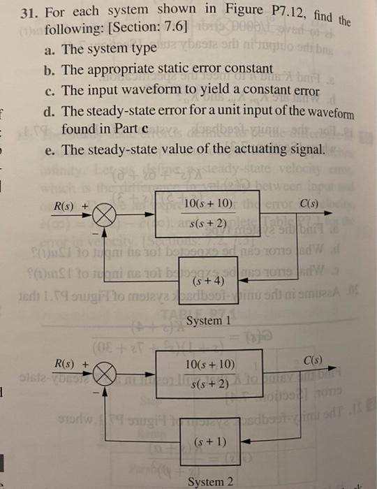 31 For Each System Shown In Figure P7 12 Find The 1 Following Section 7 61000 A The System Type Beste Och Ni Uno 1