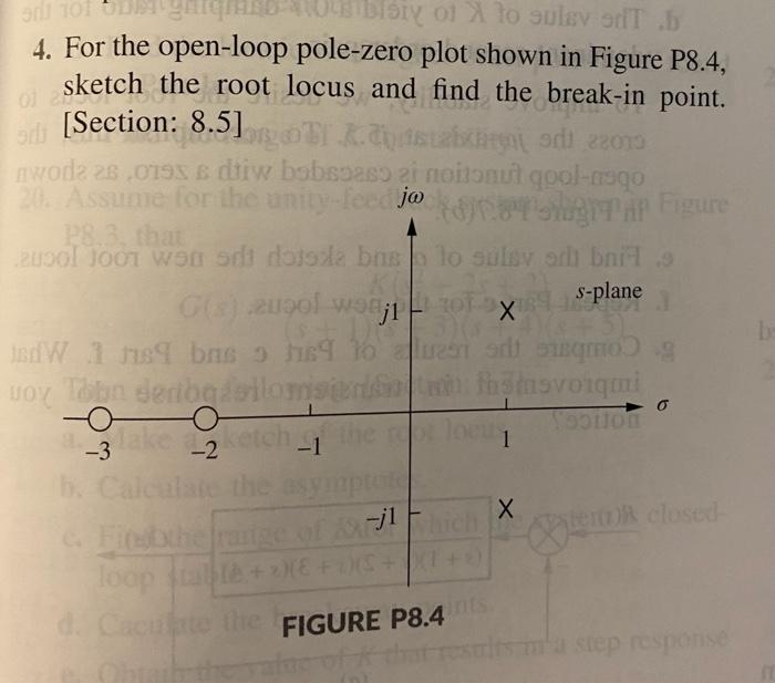 Art 101 Bergi Gaiqha Bisiy Of A To Sulav Odt B 4 For The Open Loop Pole Zero Plot Shown In Figure P8 4 Sketch The Roo 1