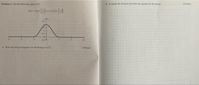 Problem 1 For The Following Signal X T X 1 Rect 1 Cos 2x X 1 25 L 05 0 5 A Write The Integral Equation For 1