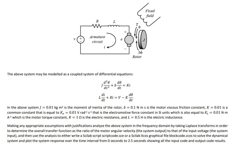 R L Armature V Circuit Be Rotor The Above System May Be Modelled As A Coupled System Of Differential Equations D 0 1