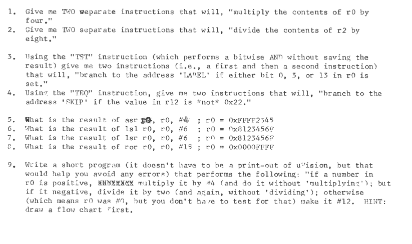 1 Give Me Two Separate Instructions That Will Multiply The Contents Of R0 By Four 2 Give Me Two Separate Instructi 1