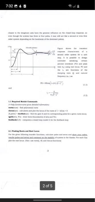 7 34 This Lab Aims To Design Proportional Controller For Certain Specifications Using Root Locus And Use To Study The St 2