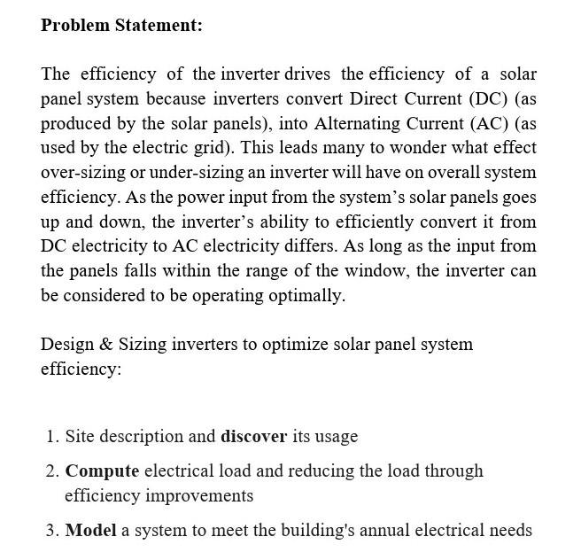 Problem Statement The Efficiency Of The Inverter Drives The Efficiency Of A Solar Panel System Because Inverters Conver 1