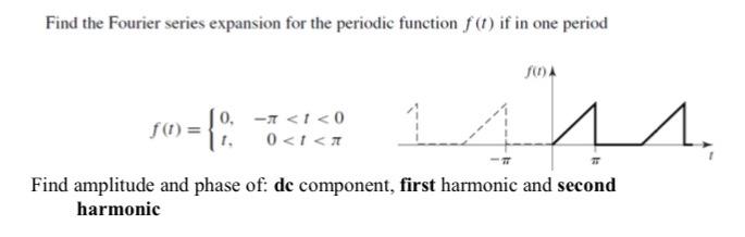Find The Fourier Series Expansion For The Periodic Function F T If In One Period F 0 A 1444 F 1 0 1 0 0 1 1