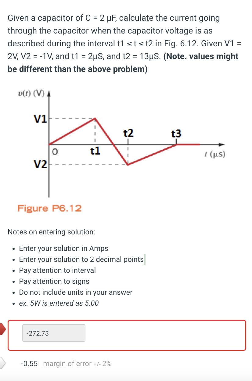 Given A Capacitor Of C 2 Uf Calculate The Current Going Through The Capacitor When The Capacitor Voltage Is As Descri 1