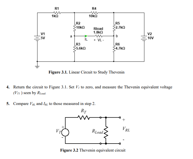 1 Set Up The Circuit In Fig 3 1 2 Measure The Current Il Through Road And The Voltage Vl Across Rload 3 Find 2