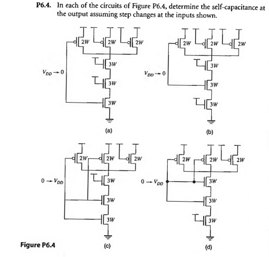 P6 4 In Each Of The Circuits Of Figure P6 4 Determine The Self Capacitance At The Output Assuming Step Changes At The 1