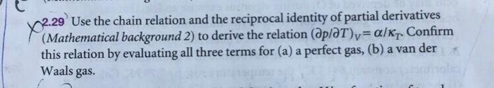 Hanzel 2 29 Use The Chain Relation And The Reciprocal Identity Of Partial Derivatives Mathematical Background 2 To Der 1
