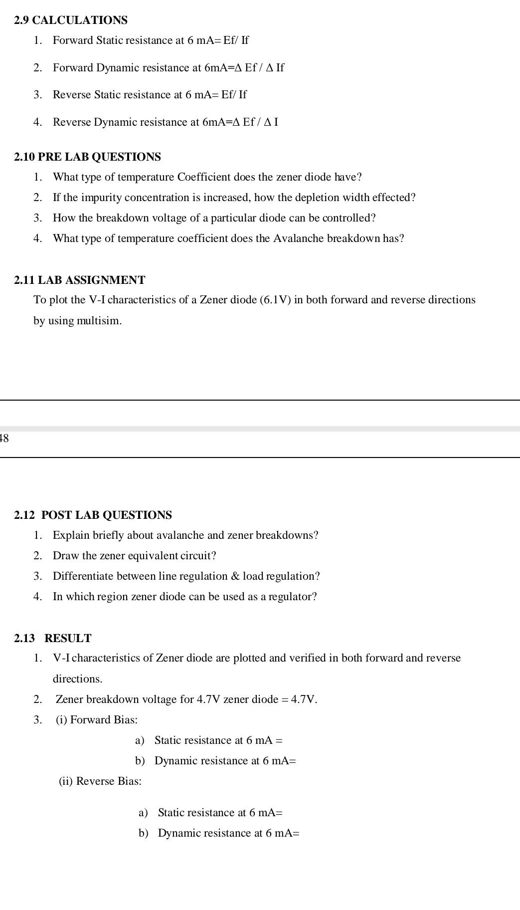 2 13 Result 1 V I Characteristics Of Zener Diode Are Plotted And Verified In Both Forward And Reverse Directions 2 Ze 7