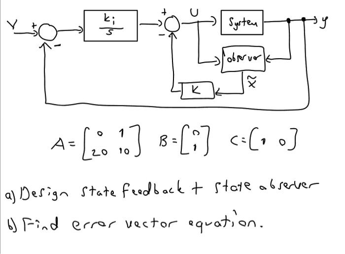 K K A Io B I 0 10 A Design State Feedback State Observer 6 Find Error Vector Equation Systen Obse 1