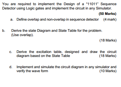 You Are Required To Implement The Design Of A 11011 Sequence Detector Using Logic Gates And Implement The Circuit In A 1