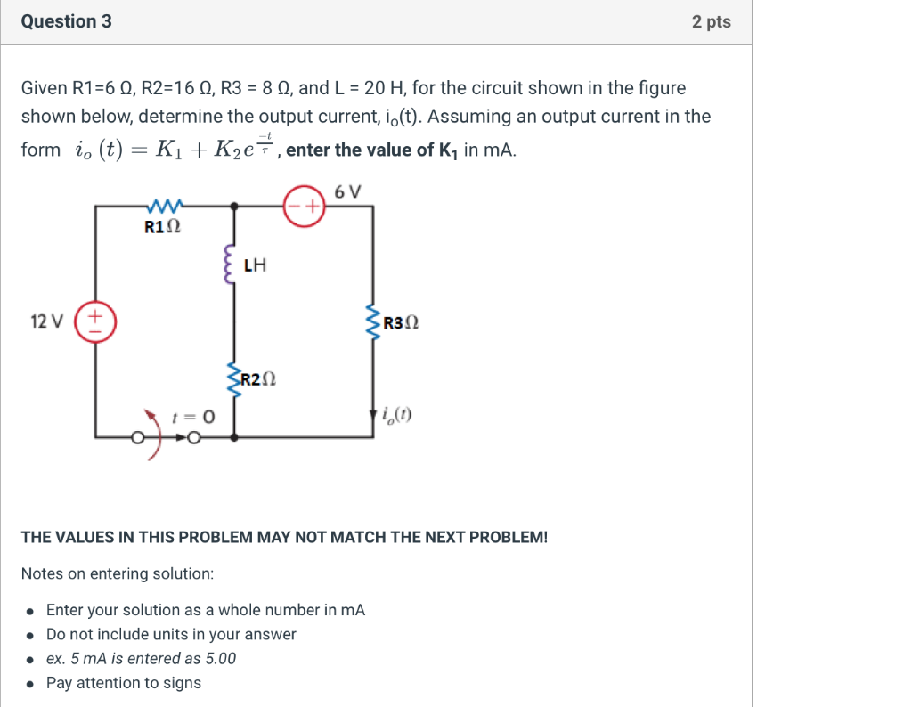 Question 3 2 Pts Given R1 6 Q R2 16 Q R3 80 And L 20 H For The Circuit Shown In The Figure Shown Below Determin 1