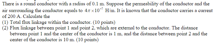There Is A Round Conductor With A Radius Of 0 1 M Suppose The Permeability Of The Conductor And The Air Surrounding The 1