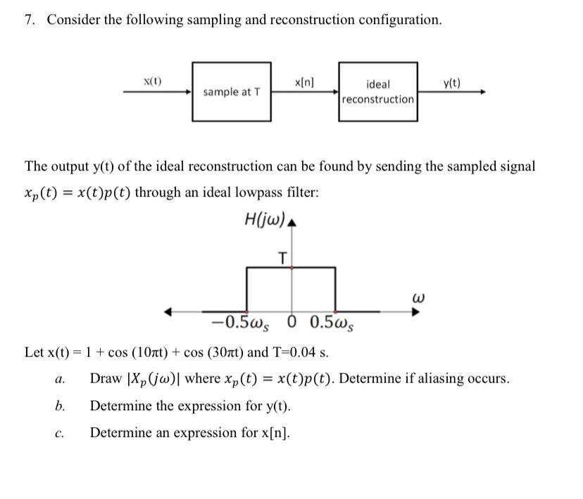 7 Consider The Following Sampling And Reconstruction Configuration X T X N Y T Sample At T Ideal Reconstruction The 1