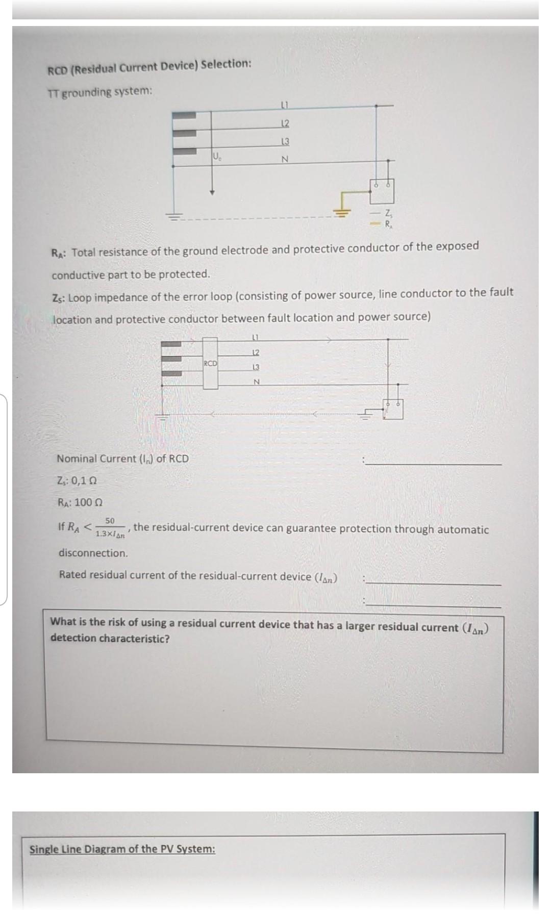 Rcd Residual Current Device Selection Tt Grounding System L1 L2 L3 U N 88 Z R Ra Total Resistance Of The Ground E 1