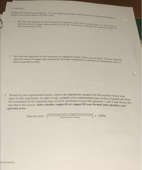 Lab Worksheet Name Describe The Set Up Before The Reaction Color Of Copper And Solution Of Silver Nitrate Describe The 2