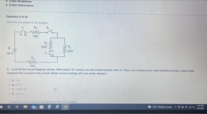Exam Guidelines Exam Instructions Question 9 Of 20 Select The Best Answer For The Question R Ww Ab 100 2002 2002 30 V 1