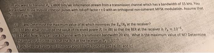 Let You Want To Transmit R4800 Bits Sec Information Stream From A Transmission Channel Which Has A Bandwidth Of 15 Khz 1