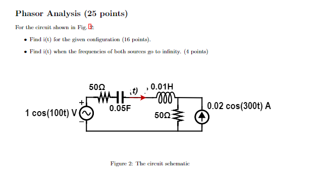Phasor Analysis 25 Points For The Circuit Shown In Fig Find I T For The Given Configuration 16 Points Find I 1