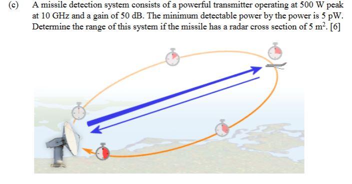 C A Missile Detection System Consists Of A Powerful Transmitter Operating At 500 W Peak At 10 Ghz And A Gain Of 50 Db 1