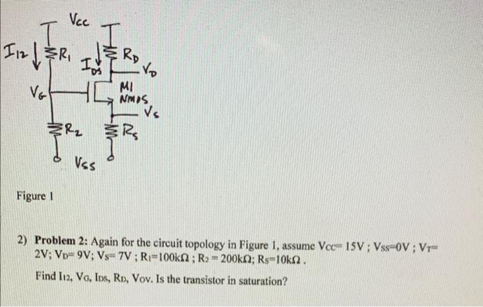 Vcc T 112 Eri R Vg I R I Rd Vo Mi Nmos R Vs Vss Figure 1 2 Problem 2 Again For The Circuit Topology In Figure 1 1