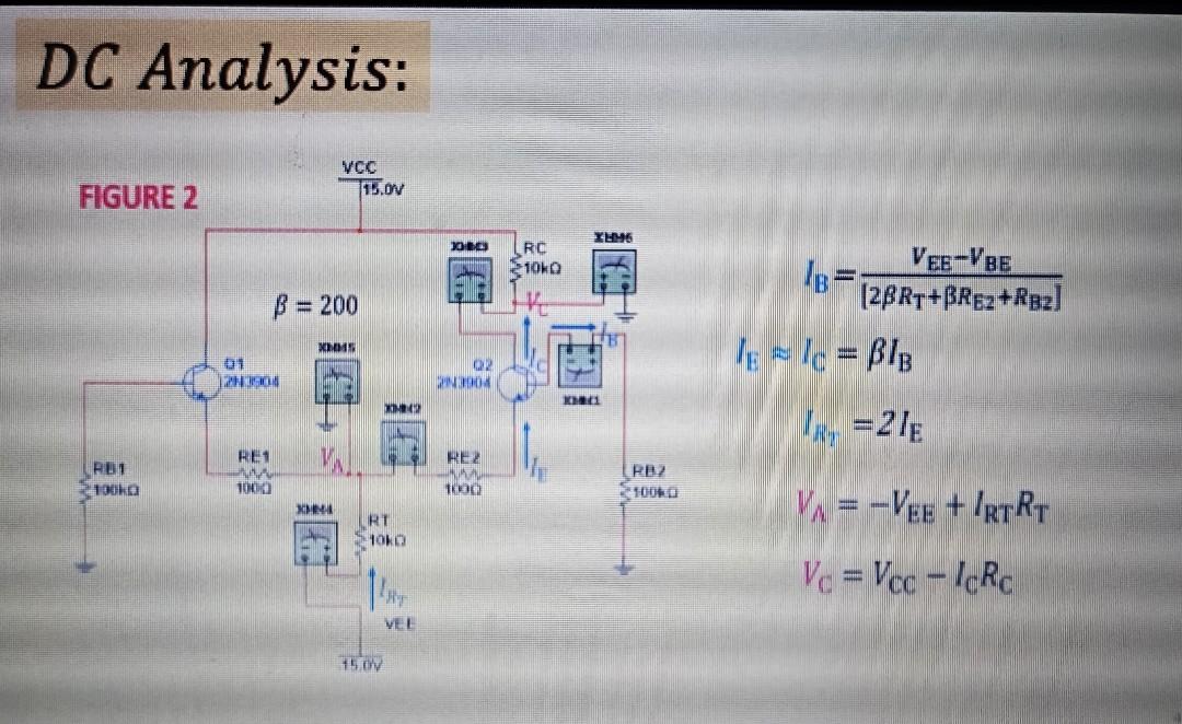 Dc Analysis Vcc Figure 2 Pb1 100k B 200 Xmms 01 12n3904 Re1 W 1000 Xhema 15 0v Xh Rt 10ko 15 0v Vel 3000 02 2n3904 Re 2