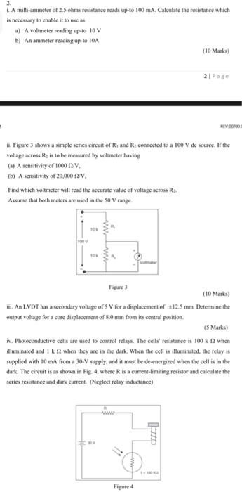 2 I A Milli Ammeter Of 2 5 Ohms Resistance Reads Up To 100 Ma Calculate The Resistance Which Is Necessary To Enable I 1