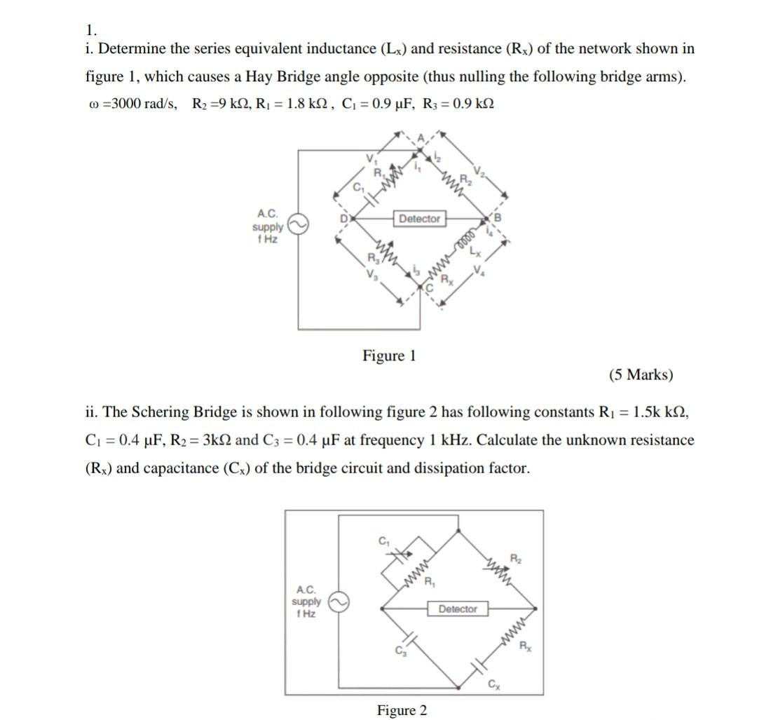 1 I Determine The Series Equivalent Inductance Lx And Resistance Rx Of The Network Shown In Figure 1 Which Causes 1
