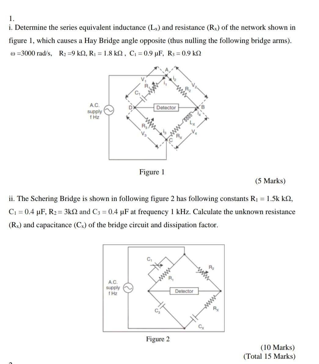 1 I Determine The Series Equivalent Inductance Lx And Resistance Rx Of The Network Shown In Figure 1 Which Causes 1