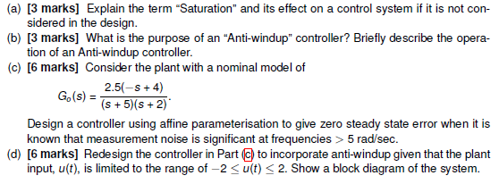 A 3 Marks Explain The Term Saturation And Its Effect On A Control System If It Is Not Con Sidered In The Design 1