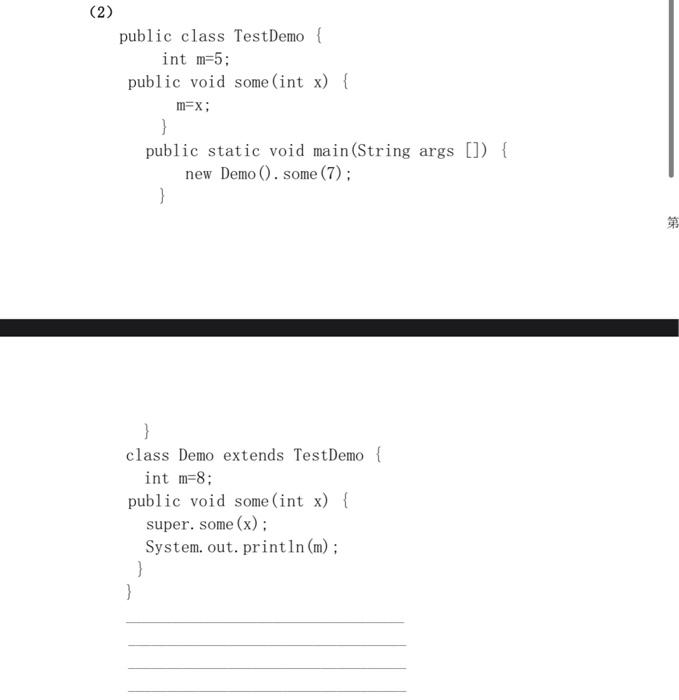 1 Write The Output Of These Code Block Without Running 2 Public Class Testdemo Int M 5 Public Void Some Int X 2