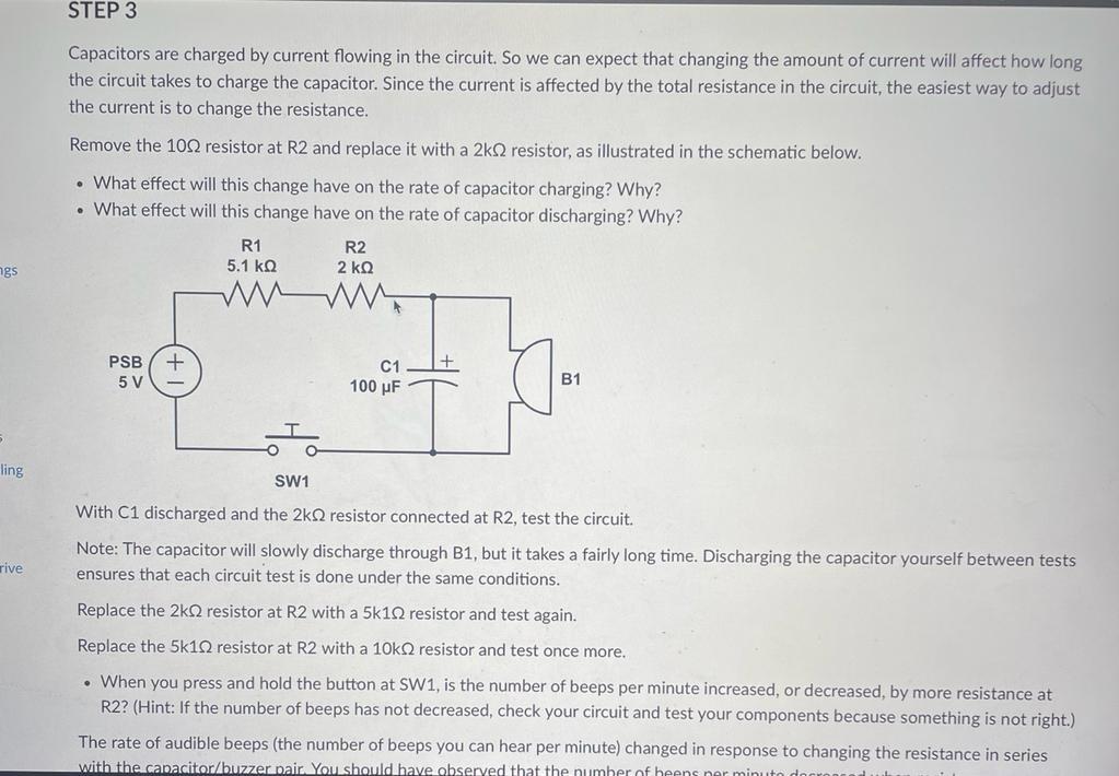 Step 3 Capacitors Are Charged By Current Flowing In The Circuit So We Can Expect That Changing The Amount Of Current Wi 1