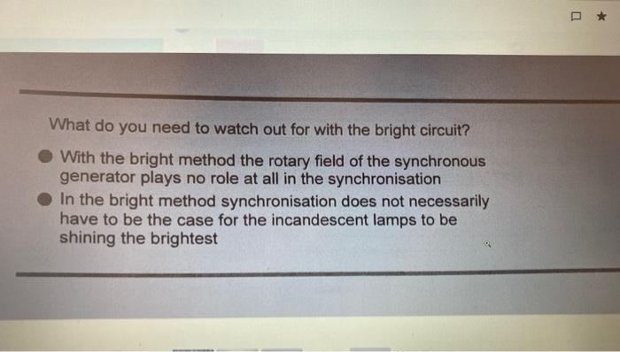 Lamp Synchronisation Methods Which Of The Following Statements Are Correct Regarding The Bright Dark And Three Dark C 2