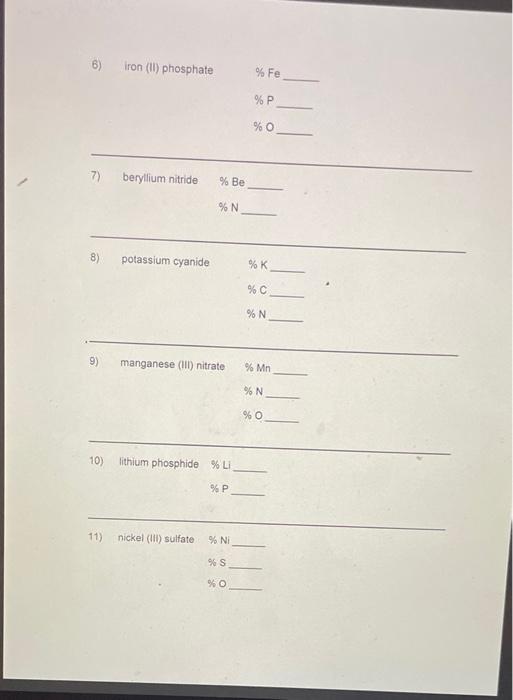 Iron Tl Phosphate Fe P 0 7 Beryllium Nitride Be N 8 Potassium Cyanide K C N 9 Manganese Iii Nitrate 1
