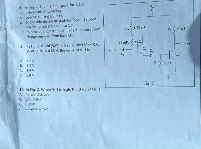 8 In Fig 2 The Main Purpose For Rd Is A Active Current Sourcing B Passive Current Sourcing C To Provide Discharge 1