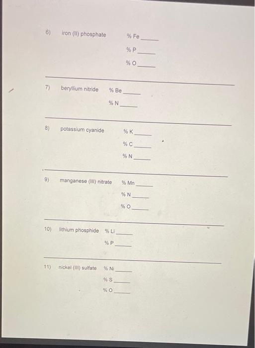 Iron Tl Phosphate Fe P 0 7 Beryllium Nitride Be N 8 Potassium Cyanide K C N 9 Manganese Iii Nitrate 2