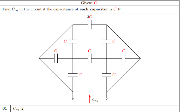 Given C Find Ceq In The Circuit If The Capacitance Of Each Capacitor Is C F 3c Il 01 Ceq 2 Ceq 1