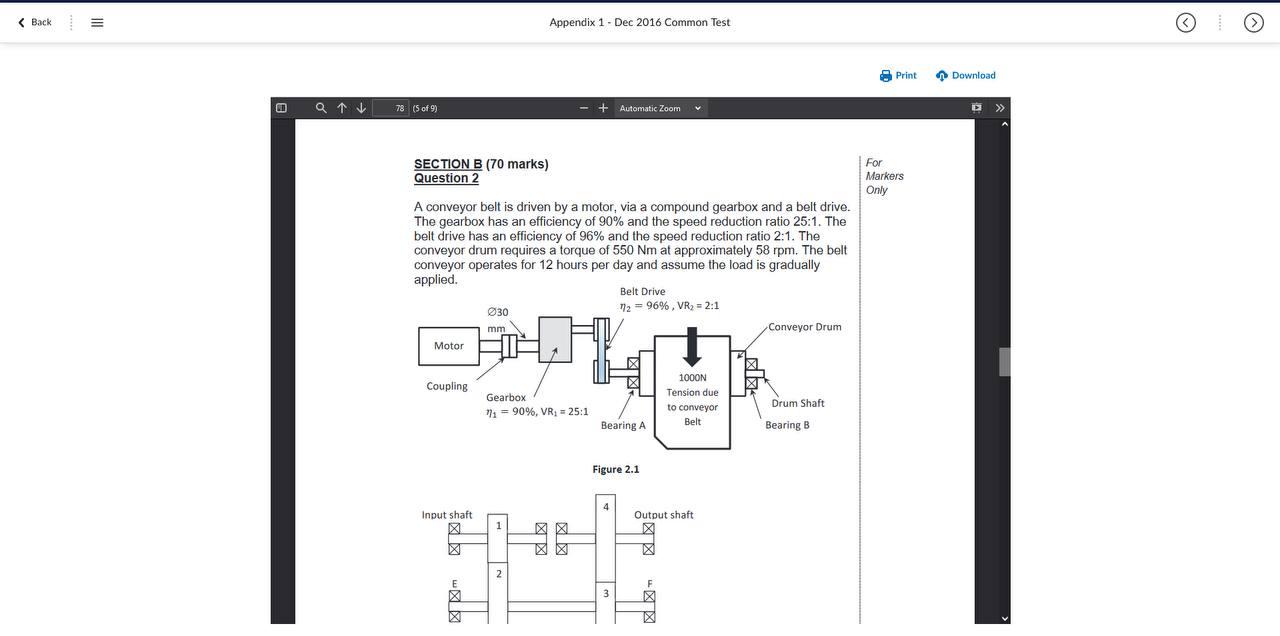 Back Q Appendix 1 Dec 2016 Common Test Automatic Zoom Section B 70 Marks Question 2 A Conveyor Belt Is Driven By 1