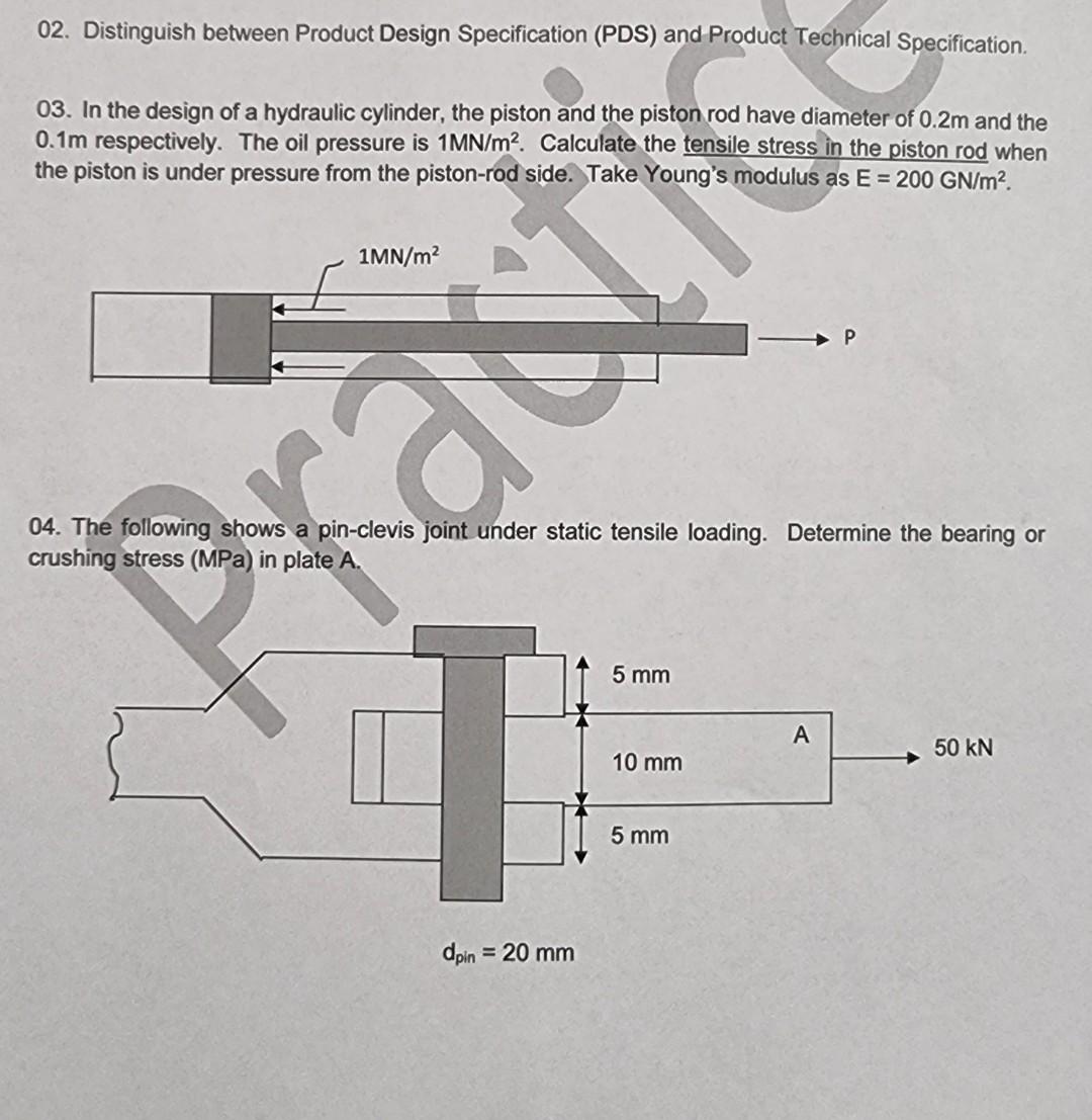 02 Distinguish Between Product Design Specification Pds And Product Technical Specification 03 In The Design Of A H 2