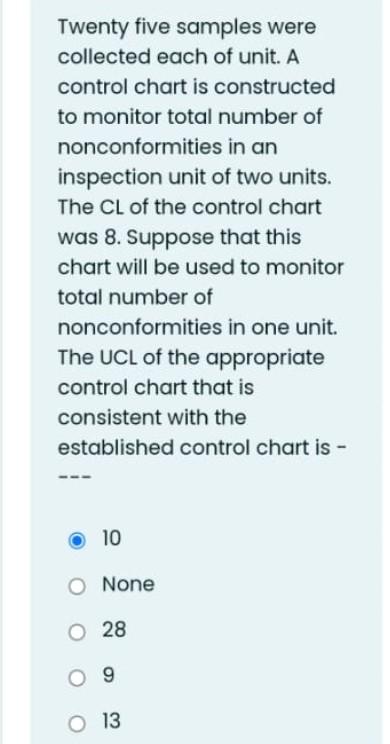 Twenty Five Samples Were Collected Each Of Unit A Control Chart Is Constructed To Monitor Total Number Of Nonconformiti 1