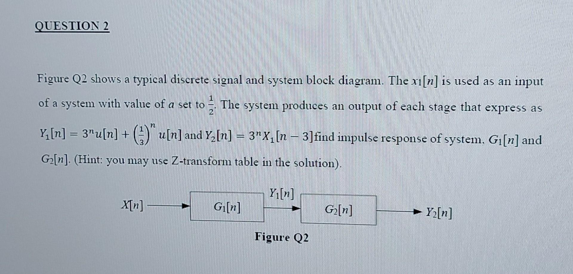 Question 2 Figure Q2 Shows A Typical Discrete Signal And System Block Diagram The X N Is Used As An Input Of A System 1