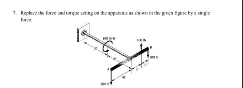 7 Replace The Force And Torque Acting On The Apparatus As Shown In The Given Figure By A Single Force 100 Lb Ft 100 Lb 1