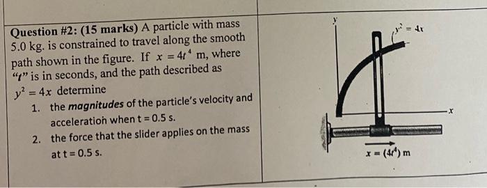 4 Question 2 15 Marks A Particle With Mass 5 0 Kg Is Constrained To Travel Along The Smooth Path Shown In The Figu 1