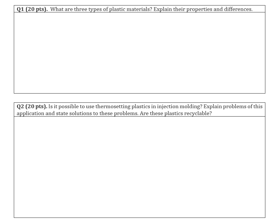 Q1 20 Pts What Are Three Types Of Plastic Materials Explain Their Properties And Differences Q2 20 Pts Is It Pos 1
