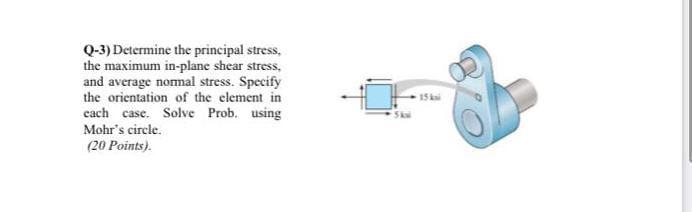 Q 3 Determine The Principal Stress The Maximum In Plane Shear Stress And Average Normal Stress Specify The Orientati 1