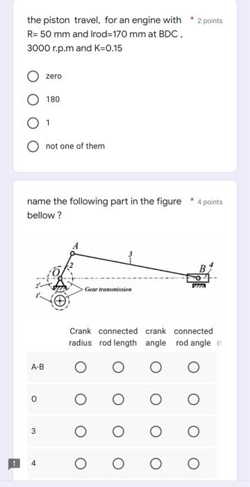 Q1 Choose The Correct Answer For Each Of The Following Items 25 Marks The Piston Travel For An Engine With R 50 2