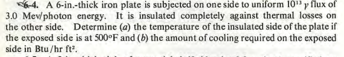 6 4 A 6 In Thick Iron Plate Is Subjected On One Side To Uniform 10 3 Y Flux Of 3 0 Mev Photon Energy It Is Insulated 1