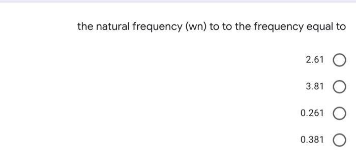 The Natural Frequency Wn To To The Frequency Equal To 2 61 3 81 0 261 O 0 381 1