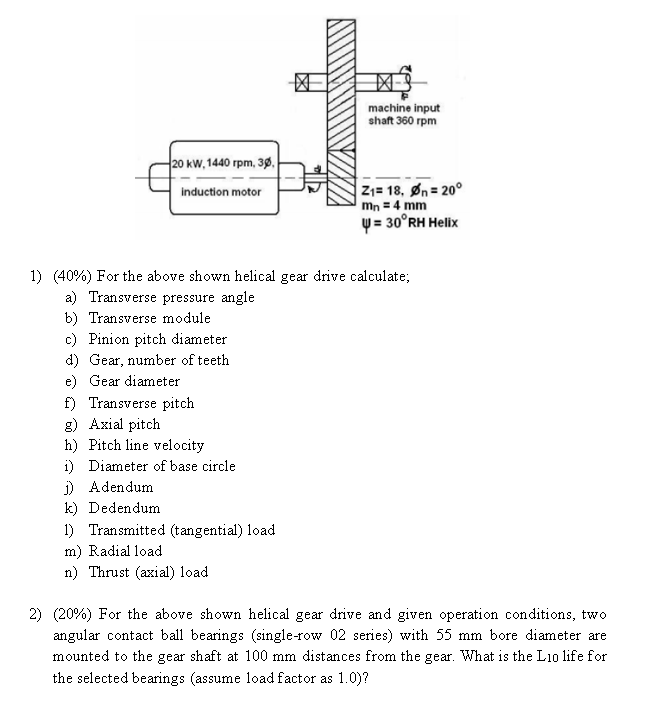 Machine Input Shaft 360 Rpm Z1 18 On 20 Mn 4 Mm 4 30 Rh Helix 20 Kw 1440 Rpm 30 Induction Motor 1 40 For Th 1