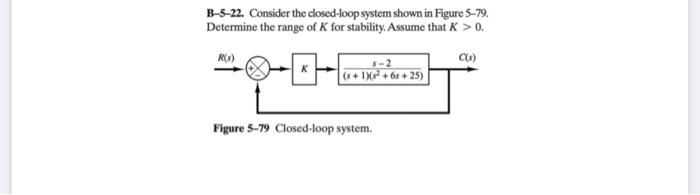 B 5 22 Consider The Closed Loop System Shown In Figure 5 79 Determine The Range Of K For Stability Assume That K 0 1